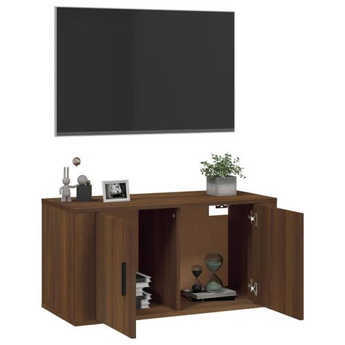 Væghængt tv-skab 80x34,5x40 cm brun egetræ