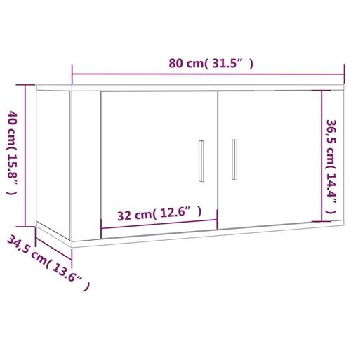 Væghængt tv-skab 80x34,5x40 cm hvid