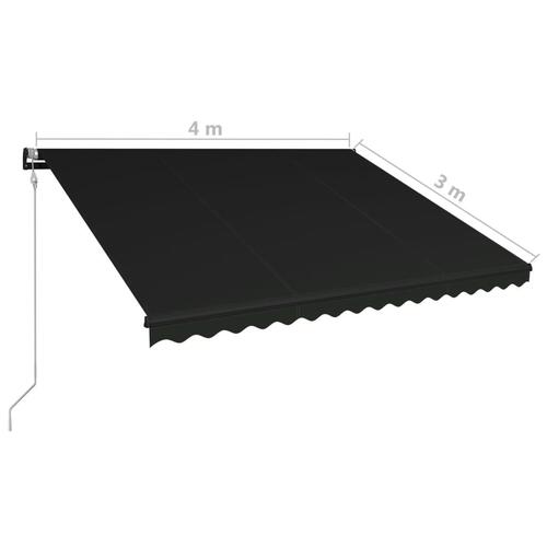 Foldemarkise med vindsensor og LED 400 x 300 cm antracitgrå
