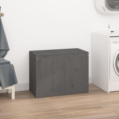 Vasketøjskurv 88,5x44x66 cm massivt fyrretræ grå