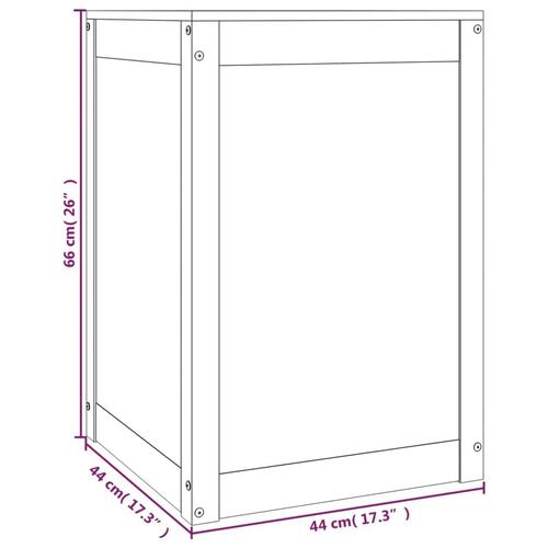 Vasketøjskurv 44x44x66 cm massivt fyrretræ grå