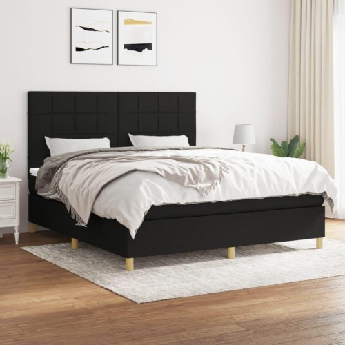 Kontinentalseng med madras 160×200 cm - stof, sort