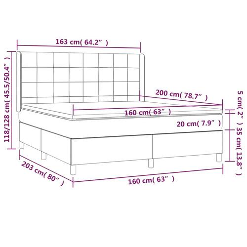 Kontinentalseng med madras 160x200 cm stof sort