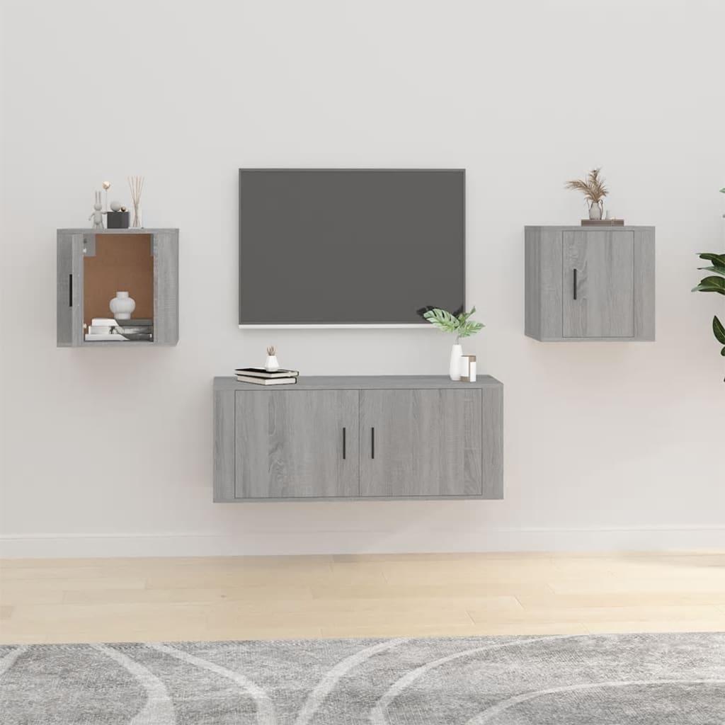 Væghængte tv-skabe 2 stk. 40x34,5x40 cm grå sonoma
