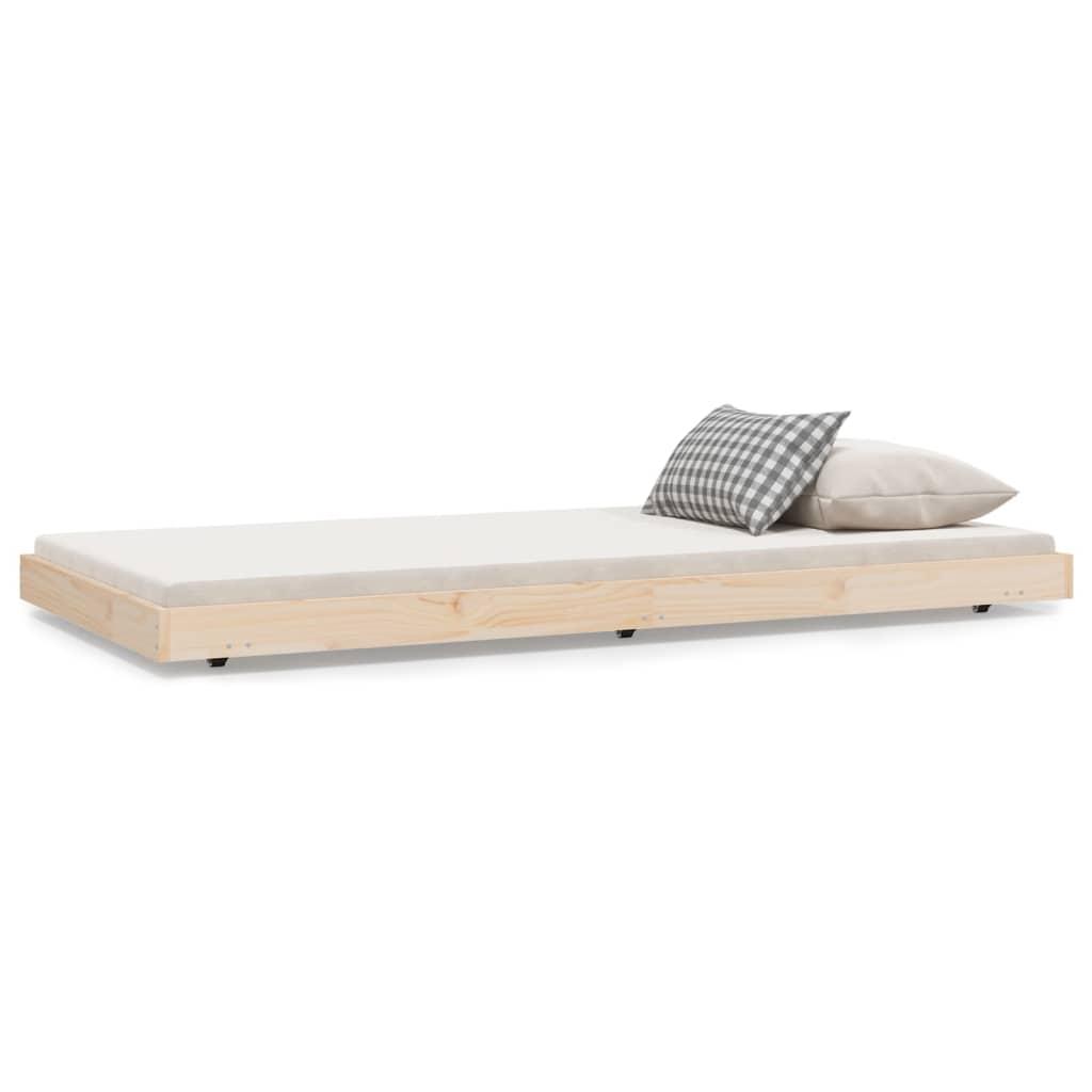 Sengestel 75x190 cm massivt fyrretræ sort