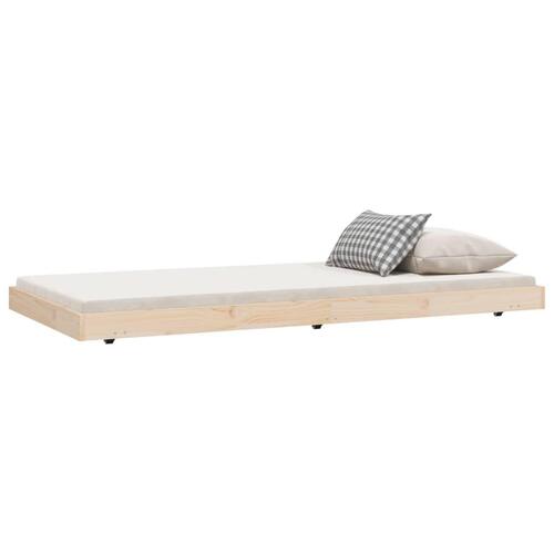 Sengestel 75x190 cm massivt fyrretræ sort