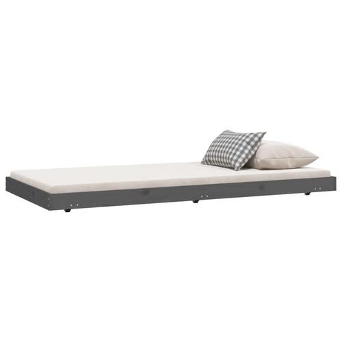 Sengestel 75x190 cm massivt fyrretræ grå