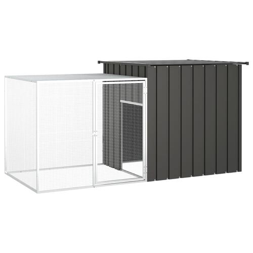 Hønsehus 200x91x100 cm galvaniseret stål antracitgrå