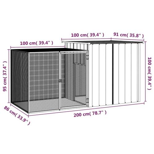 Hønsehus 200x91x100 cm galvaniseret stål antracitgrå
