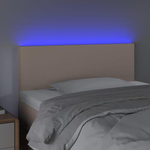 Sengegavl med LED-lys 80x5x78/88 cm kunstlæder cappuccinofarvet