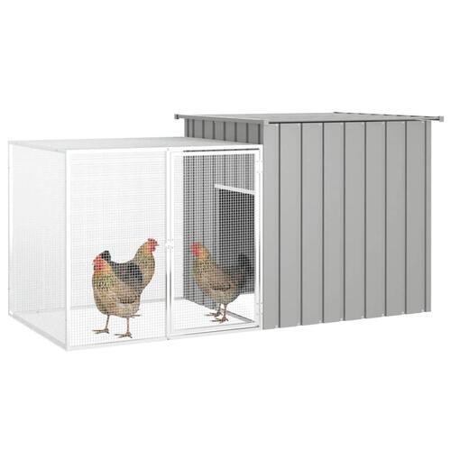 Hønsehus 200x91x100 cm galvaniseret stål grå