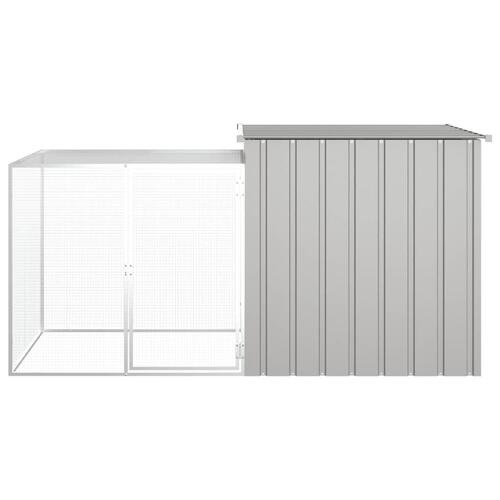 Hønsehus 200x91x100 cm galvaniseret stål grå