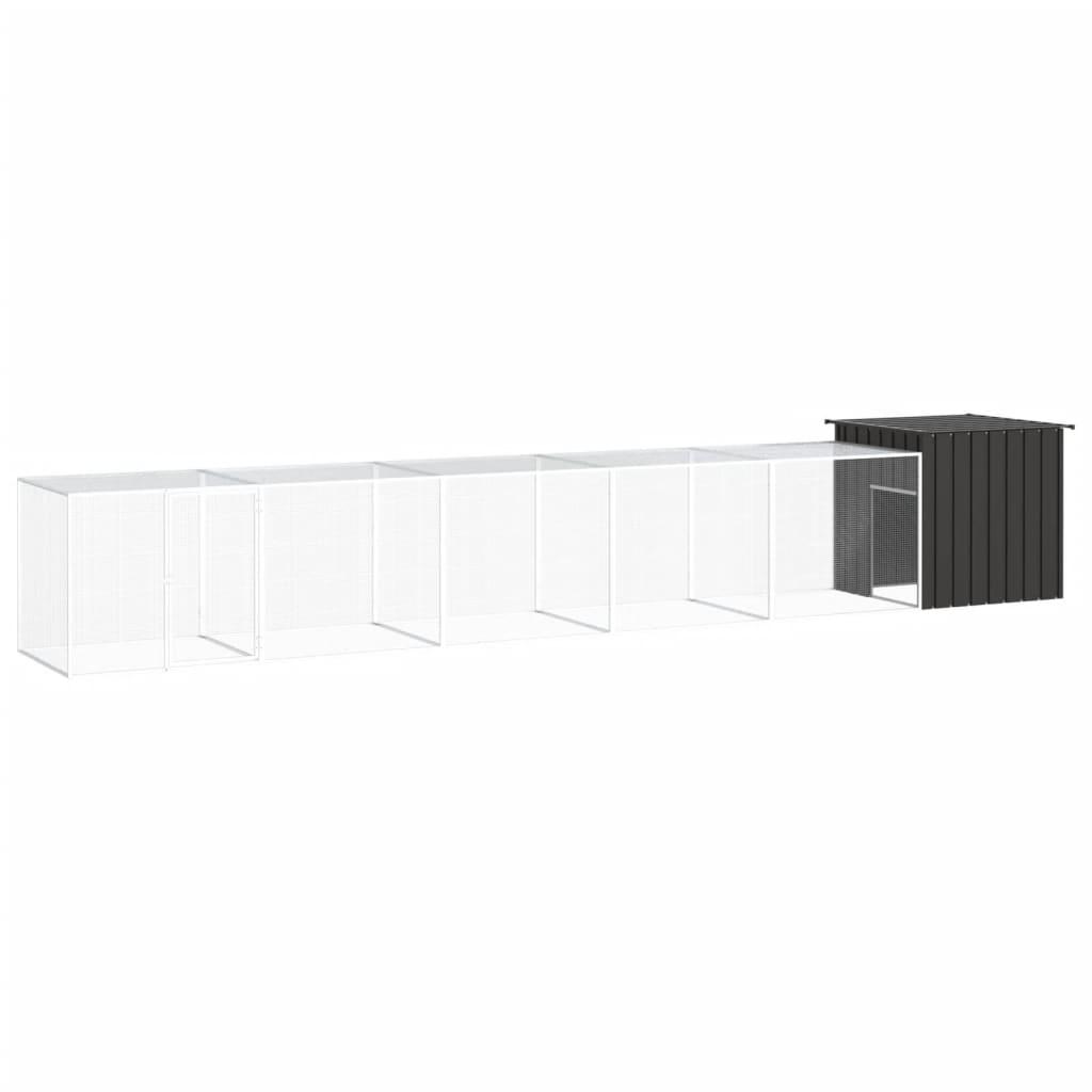Hønsegård 600x91x100 cm galvaniseret stål antracitgrå