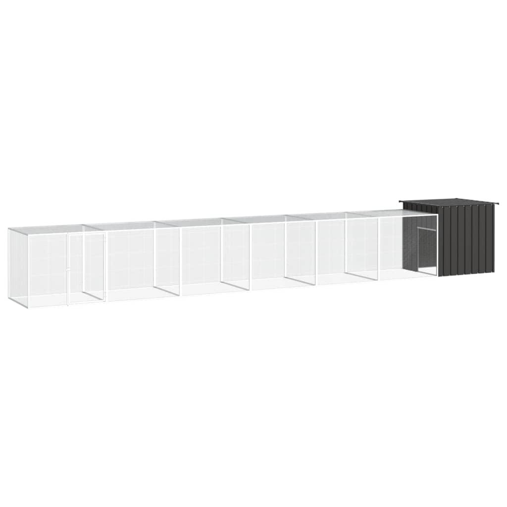 Hønsegård 700x91x100 cm galvaniseret stål antracitgrå
