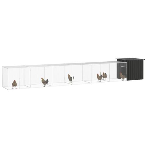 Hønsegård 700x91x100 cm galvaniseret stål antracitgrå