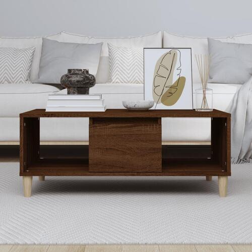 Sofabord 90x50x36,5 cm konstrueret træ brun egetræsfarve