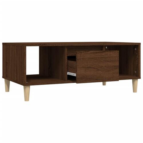 Sofabord 90x50x36,5 cm konstrueret træ brun egetræsfarve