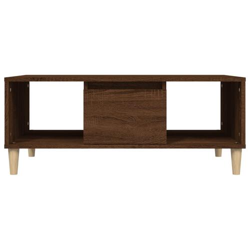 Sofabord 90x50x36,5 cm konstrueret træ brun egetræsfarve
