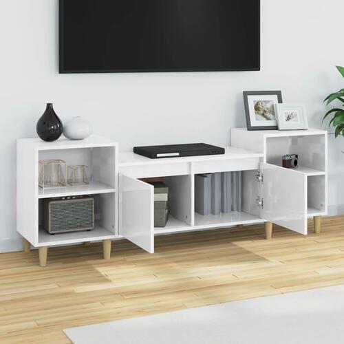 Tv-bord 160x35x55 cm konstrueret træ hvid højglans