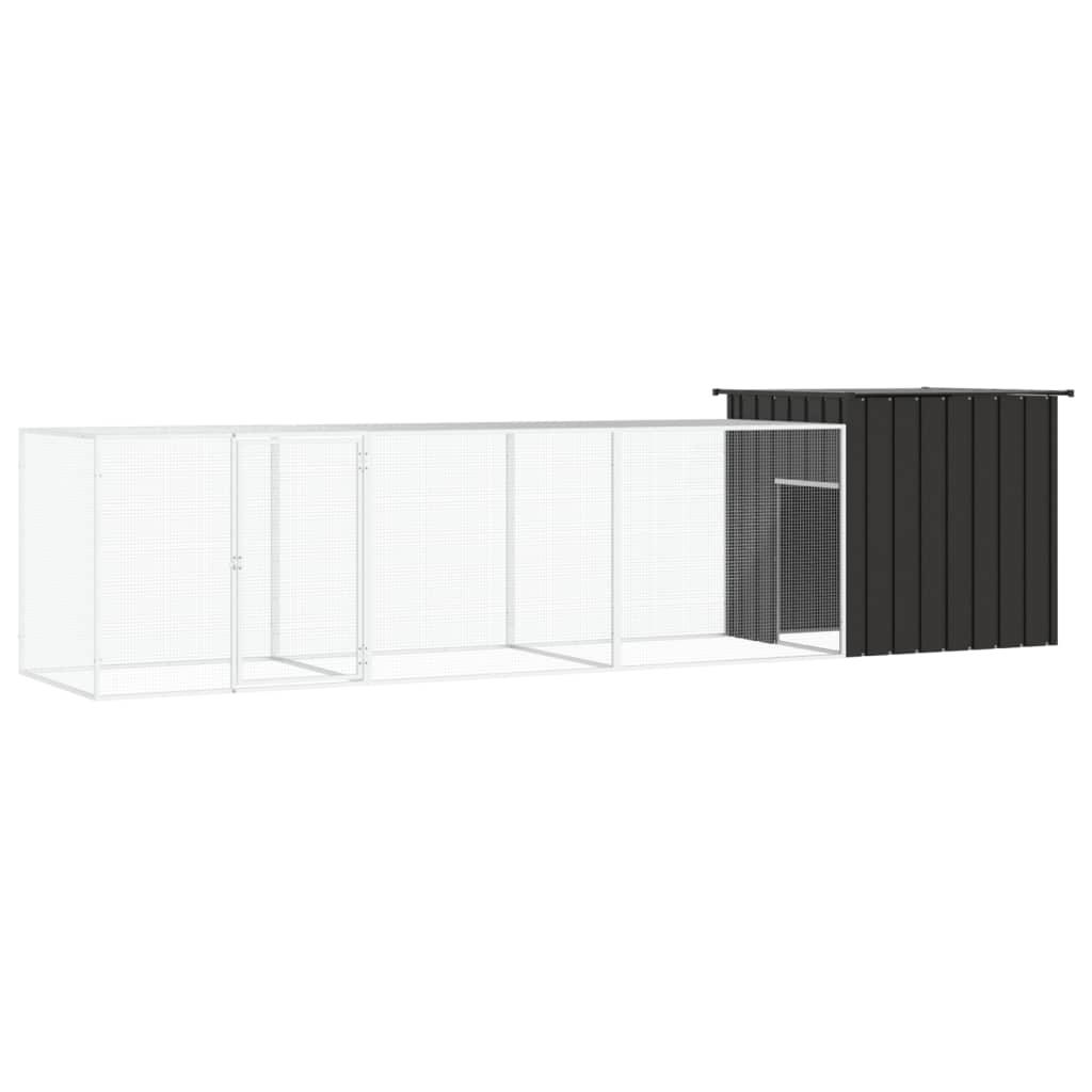 Hønsegård 400x91x100 cm galvaniseret stål antracitgrå