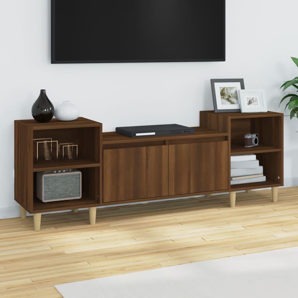 Tv-bord 160x35x55 cm konstrueret træ brun egetræsfarve