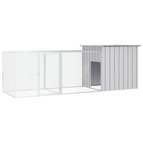 Hønsehus 300x91x100 cm galvaniseret stål grå