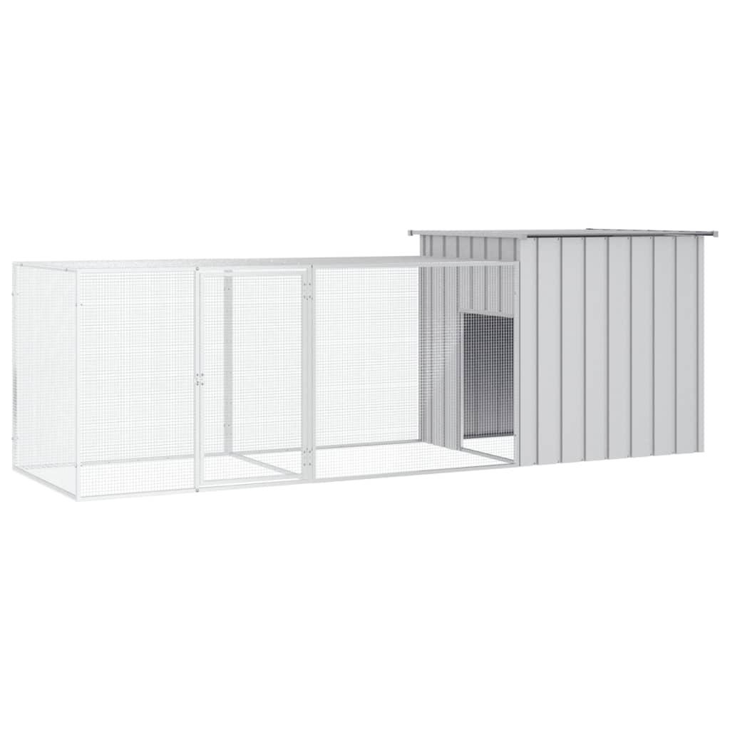 Hønsehus 300x91x100 cm galvaniseret stål grå