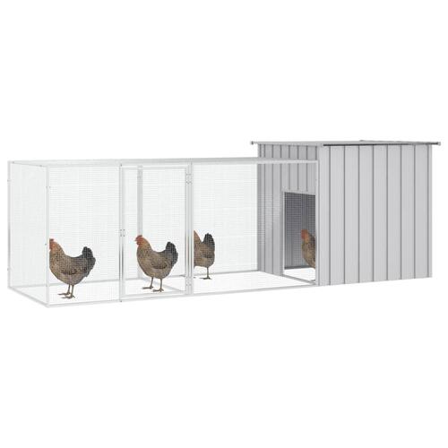 Hønsehus 300x91x100 cm galvaniseret stål grå