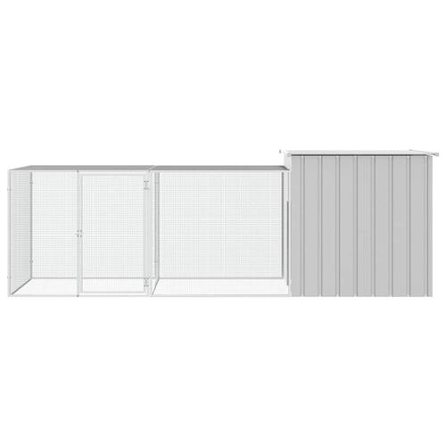 Hønsehus 300x91x100 cm galvaniseret stål grå