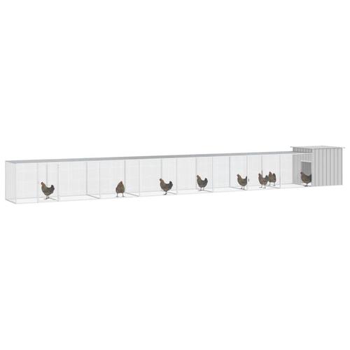 Hønsehus 900x91x100 cm galvaniseret stål grå