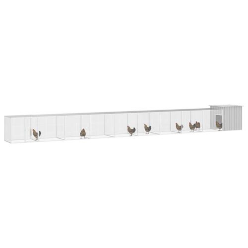 Hønsehus 1000x91x100 cm galvaniseret stål grå