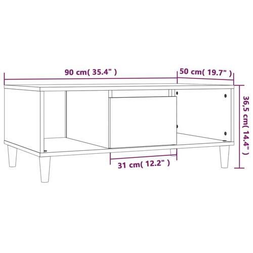 Sofabord 90x50x36,5 cm konstrueret træ hvid