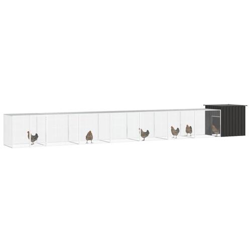 Hønsegård 800x91x100 cm galvaniseret stål antracitgrå
