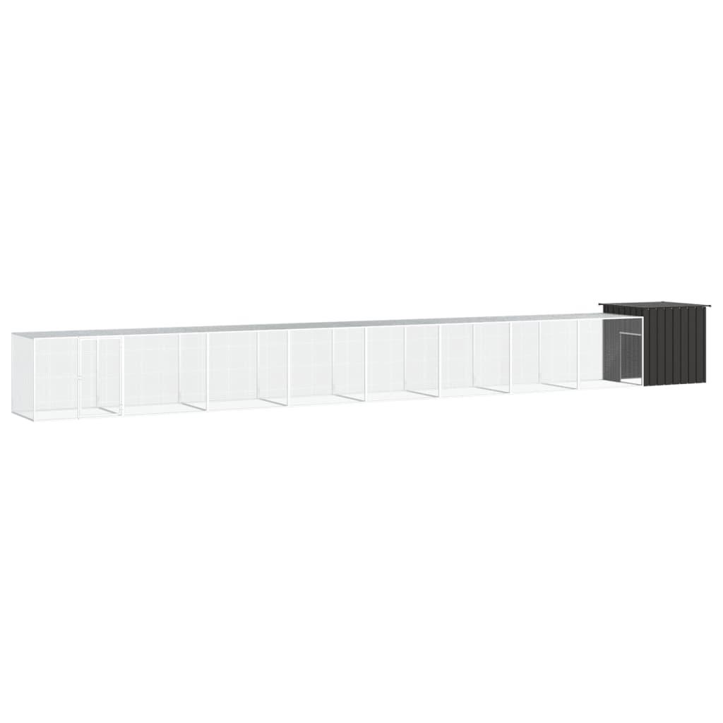 Hønsegård 900x91x100 cm galvaniseret stål antracitgrå