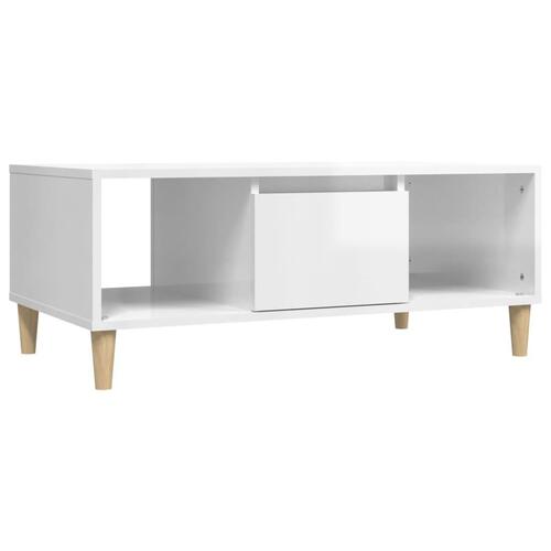 Sofabord 90x50x36,5 cm konstrueret træ hvid højglans