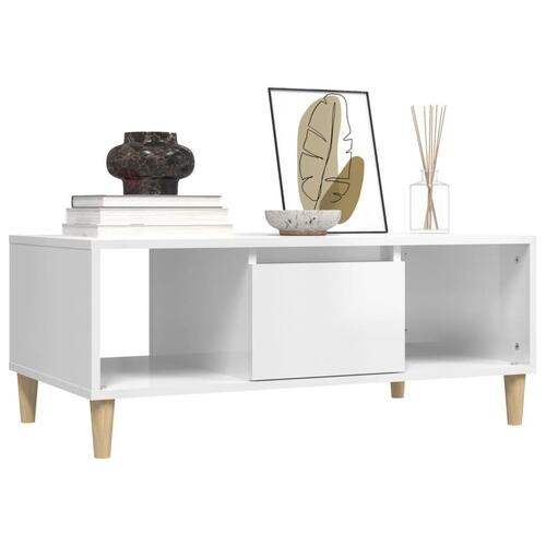Sofabord 90x50x36,5 cm konstrueret træ hvid højglans