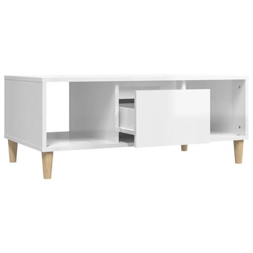 Sofabord 90x50x36,5 cm konstrueret træ hvid højglans