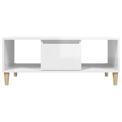 Sofabord 90x50x36,5 cm konstrueret træ hvid højglans