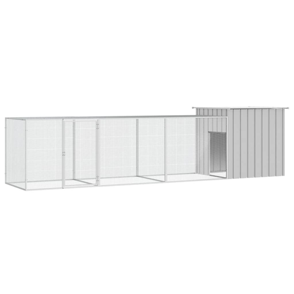 Hønsehus 400x91x100 cm galvaniseret stål grå