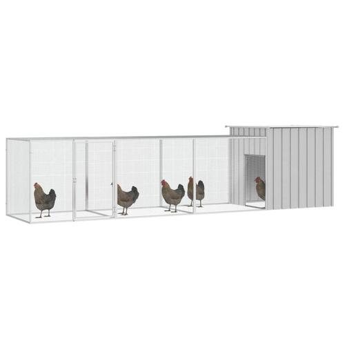 Hønsehus 400x91x100 cm galvaniseret stål grå
