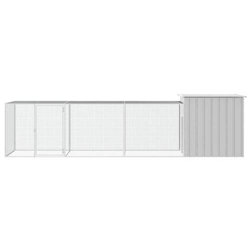 Hønsehus 400x91x100 cm galvaniseret stål grå