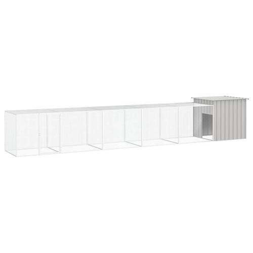Hønsehus 600x91x100 cm galvaniseret stål grå