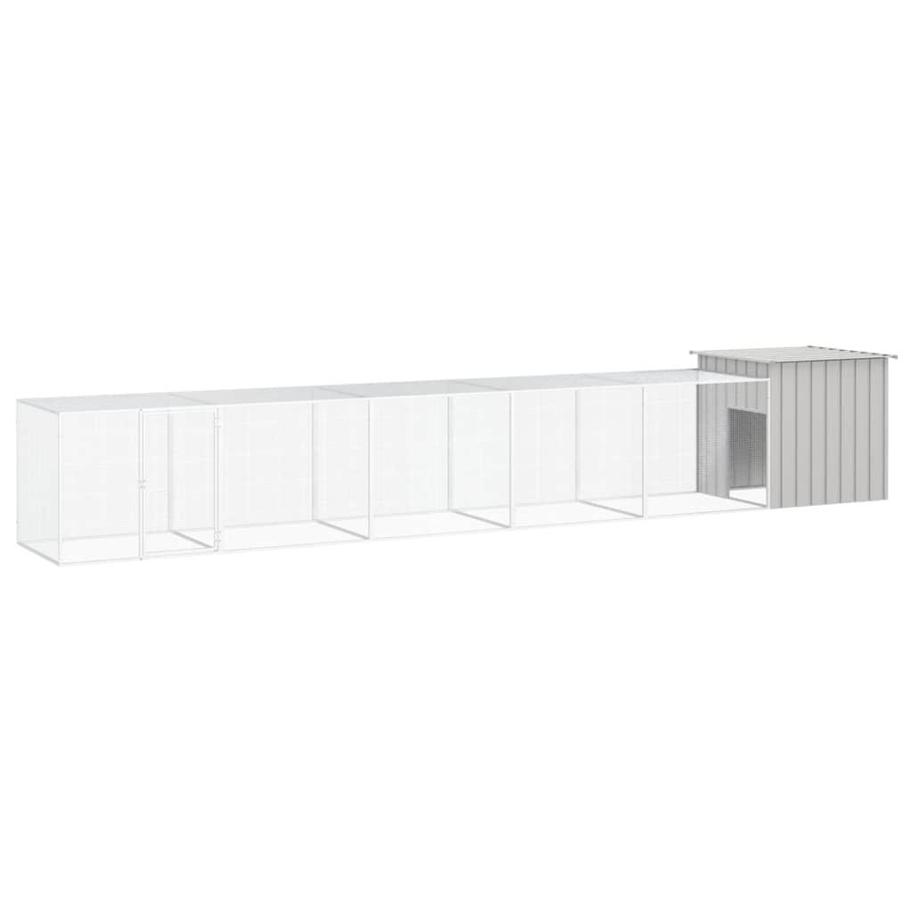 Hønsehus 600x91x100 cm galvaniseret stål grå