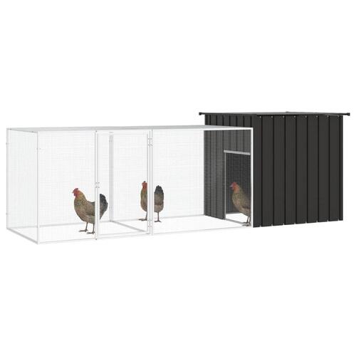 Hønsegård 300x91x100 cm galvaniseret stål antracitgrå