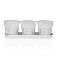 Urtepotte Versa Hvid Tredobbelt Metal (11 x 33 cm)