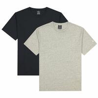 Kortærmet T-shirt til Mænd Champion Crew-Neck Sort 2 Dele Lysegrå XS
