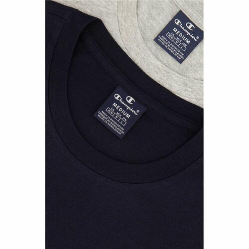 Kortærmet T-shirt til Mænd Champion Crew-Neck Sort 2 Dele Lysegrå XS