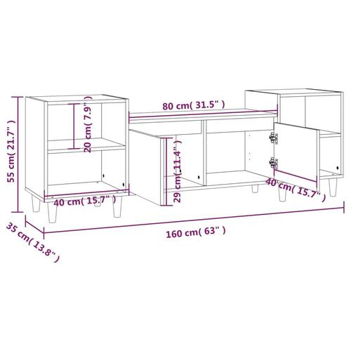Tv-bord 160x35x55 cm konstrueret træ sonoma-eg