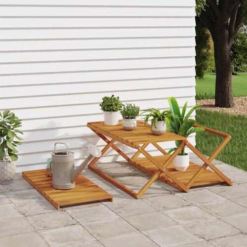 Foldbar reol med 3 hylder 70x31x63 cm massivt akacietræ brun