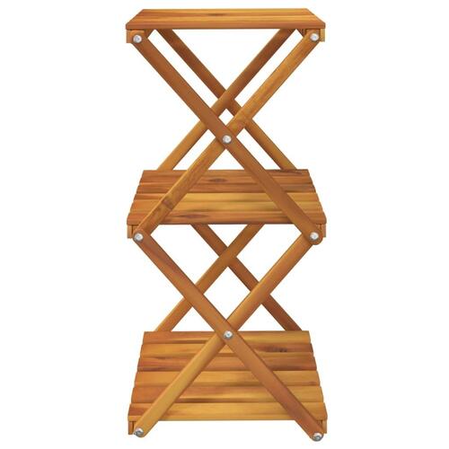 Foldbar reol med 3 hylder 43x31x63 cm massivt akacietræ brun